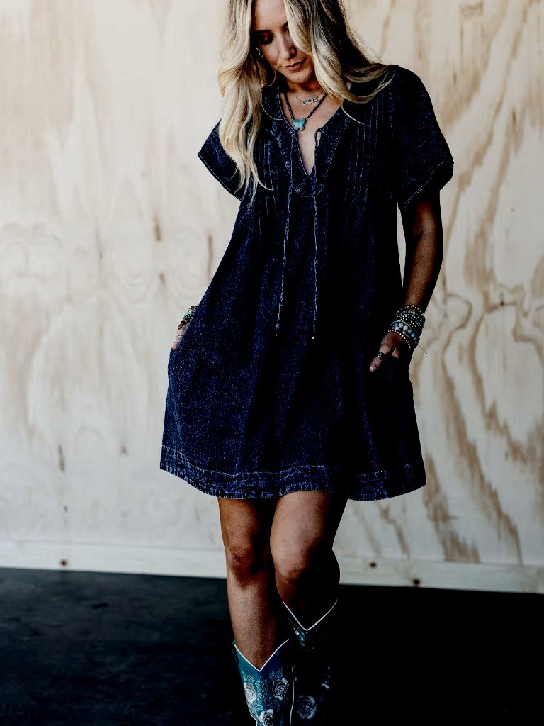 $168 Luxe Modern Max Studio Puff Sleeve Stitching Shift Mini Boho Dress New!